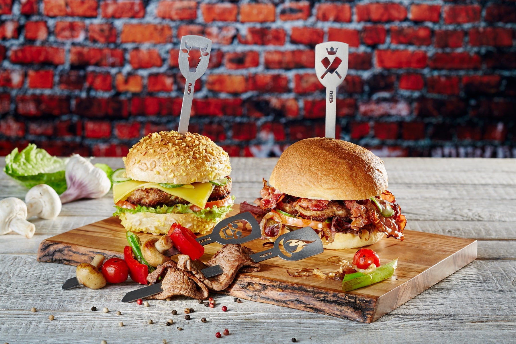 GEFU TORRO – Hamburger-Spiesse 19 cm, Edelstahl, 2 Stk., silber