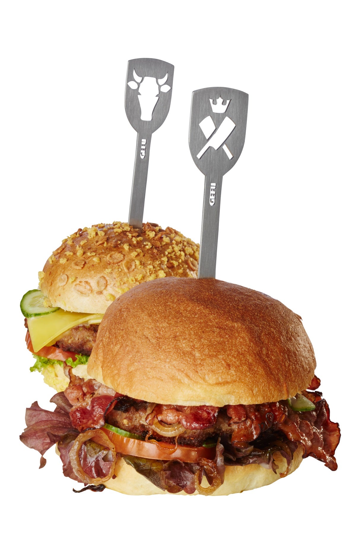 GEFU TORRO – Hamburger-Spiesse 19 cm, Edelstahl, 2 Stk., silber
