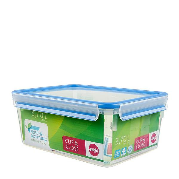 EMSA Clip & Close – Vorratsdose 3,7 l, 19,5 × 26,5 × 11 cm, PP/TPE, Transparent