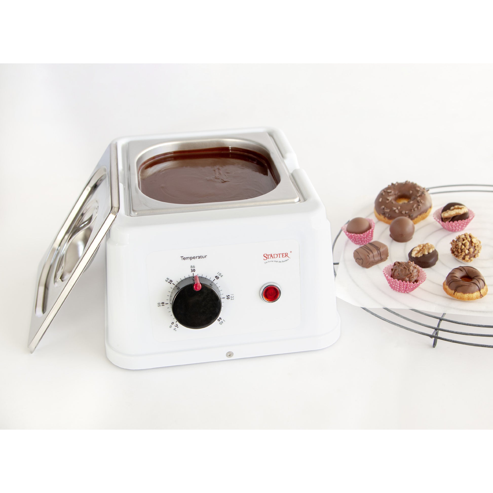 Städter Fondue-Set – Metall, 1,5 l, Netzbetrieb – Silber/Weiss