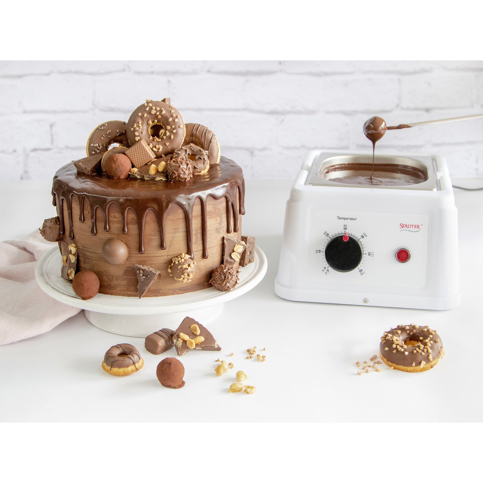 Städter Fondue-Set – Metall, 1,5 l, Netzbetrieb – Silber/Weiss
