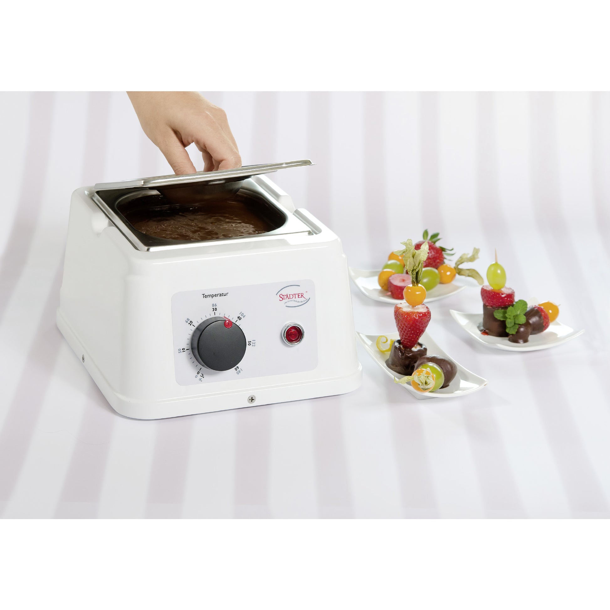 Städter Fondue-Set – Metall, 1,5 l, Netzbetrieb – Silber/Weiss