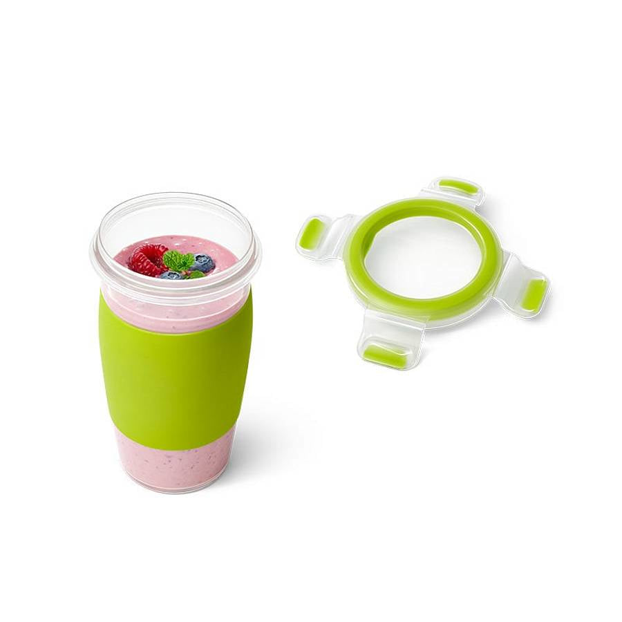 Emsa Smoothie Mug Clip & Go – 450 ml, Ø 9,1 cm, H 15,2 cm, spülmaschinenfest, grün/transparent