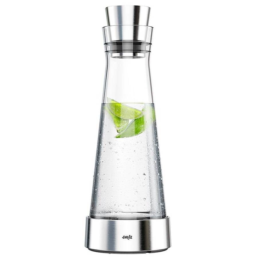 EMSA Karaffe – 2er Set, 1 l, Ø 12,0 cm, Glas/Edelstahl, mit Deckel, spülmaschinenfest