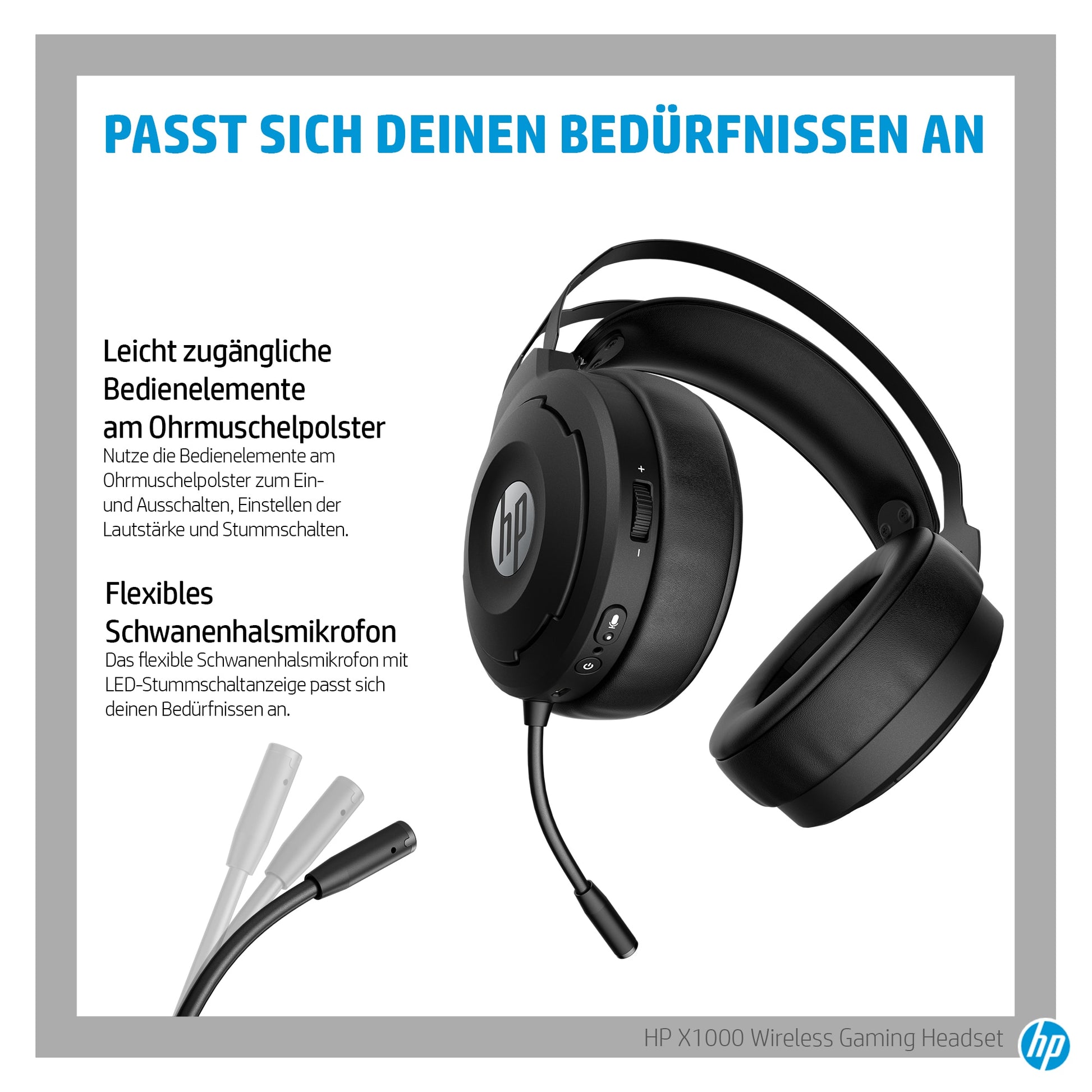 HP X1000 Gaming-Headset – Over-Ear, Stereo, Kabel + BT, USB-A, Schwarz