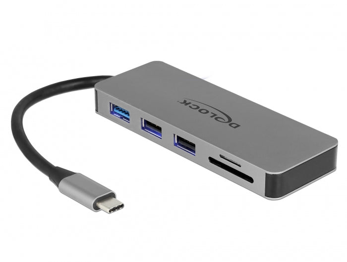 DeLOCK 87743 Dockingstation – USB-C, 1× HDMI, 3× USB-A, 87 W PD, SD/microSD, für Windows/Mac/Linux