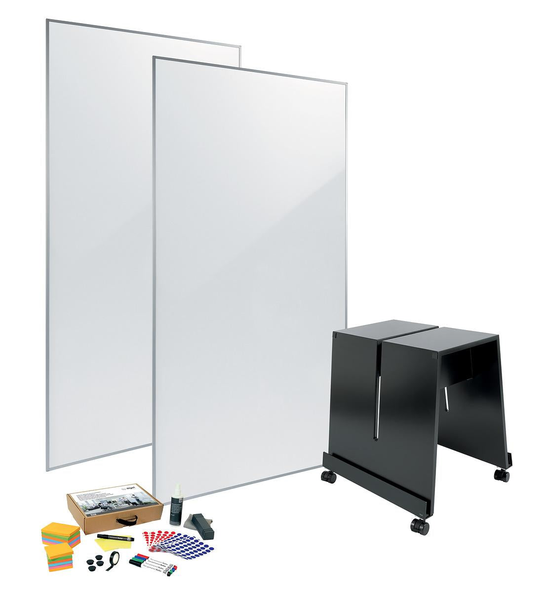 Sigel Whiteboard – 90 × 180 cm, lackierter Stahl, magnetisch, Aluminiumrahmen, mit Ständer – 2-teilig