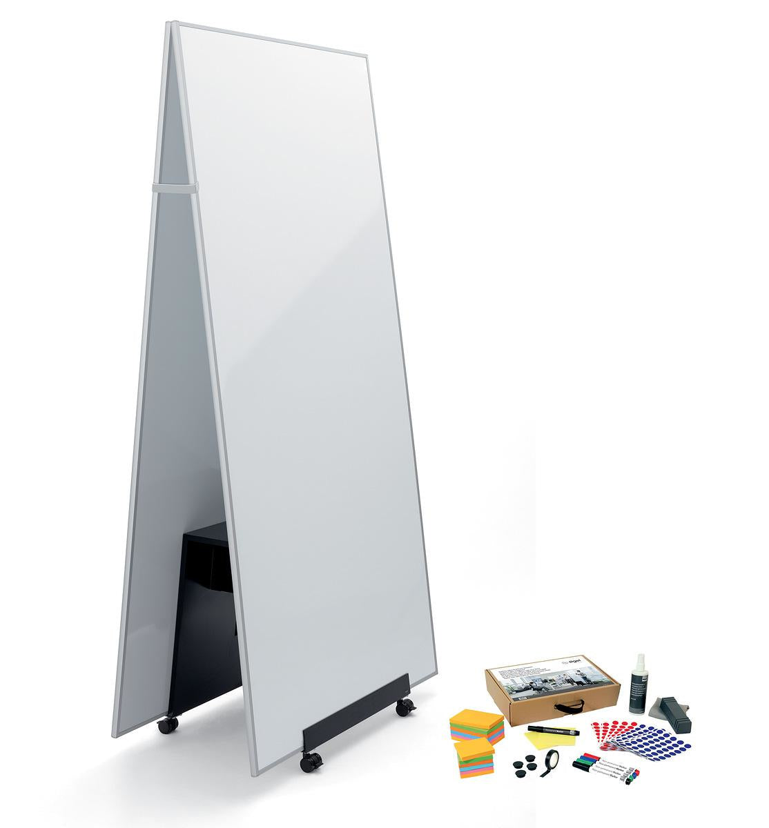 Sigel Whiteboard – 90 × 180 cm, lackierter Stahl, magnetisch, Aluminiumrahmen, mit Ständer – 2-teilig