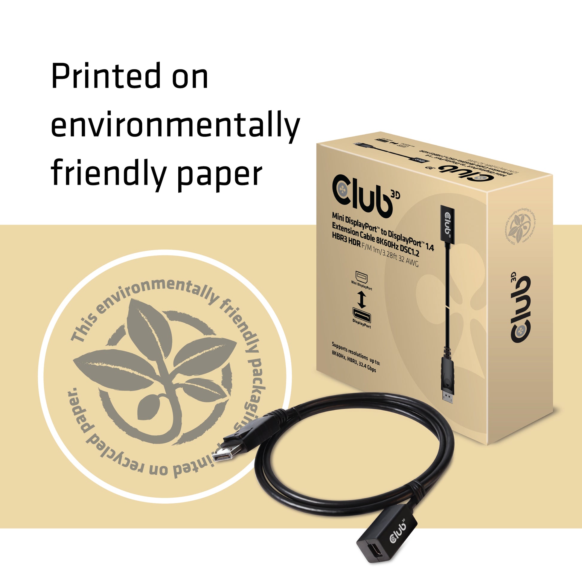 CLUB3D Club 3D DisplayPort Verlängerung DP 1.4 8K 60 Hz – 1 m – HDR