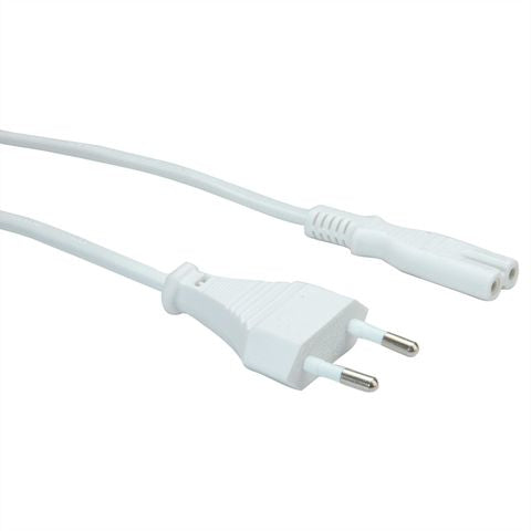 VALUE Netzkabel – Eurostecker (CEE 7/16) – IEC C7, 1 m, 250 V/2,5 A, weiss