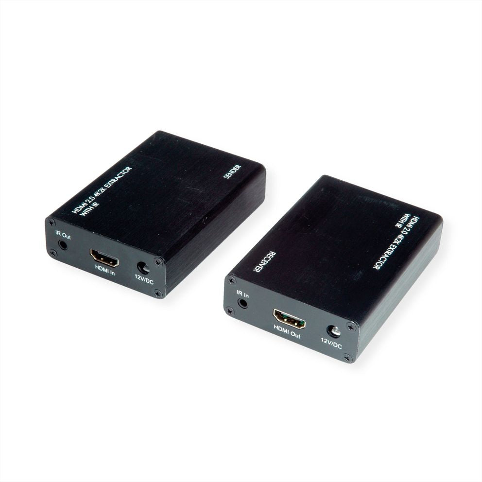 ROLINE HDMI Extender-Kit – 4K @ 60 Hz bis 30 m, Full HD bis 45 m, über Cat6A-Kabel, Sender + Empfänger