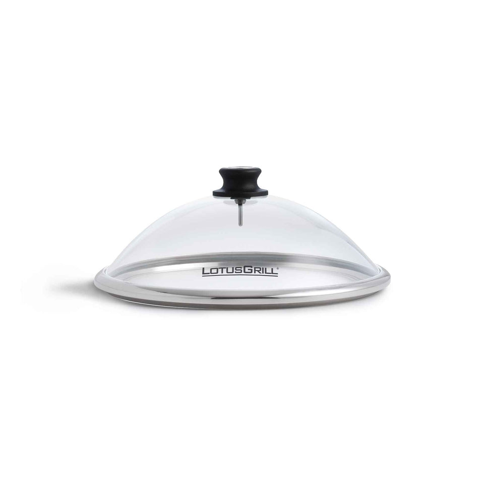LotusGrill Glashaube – für LotusGrill – rund, mit Handgriff – Glas – transparent – Ø 34,5 × 14,2 cm