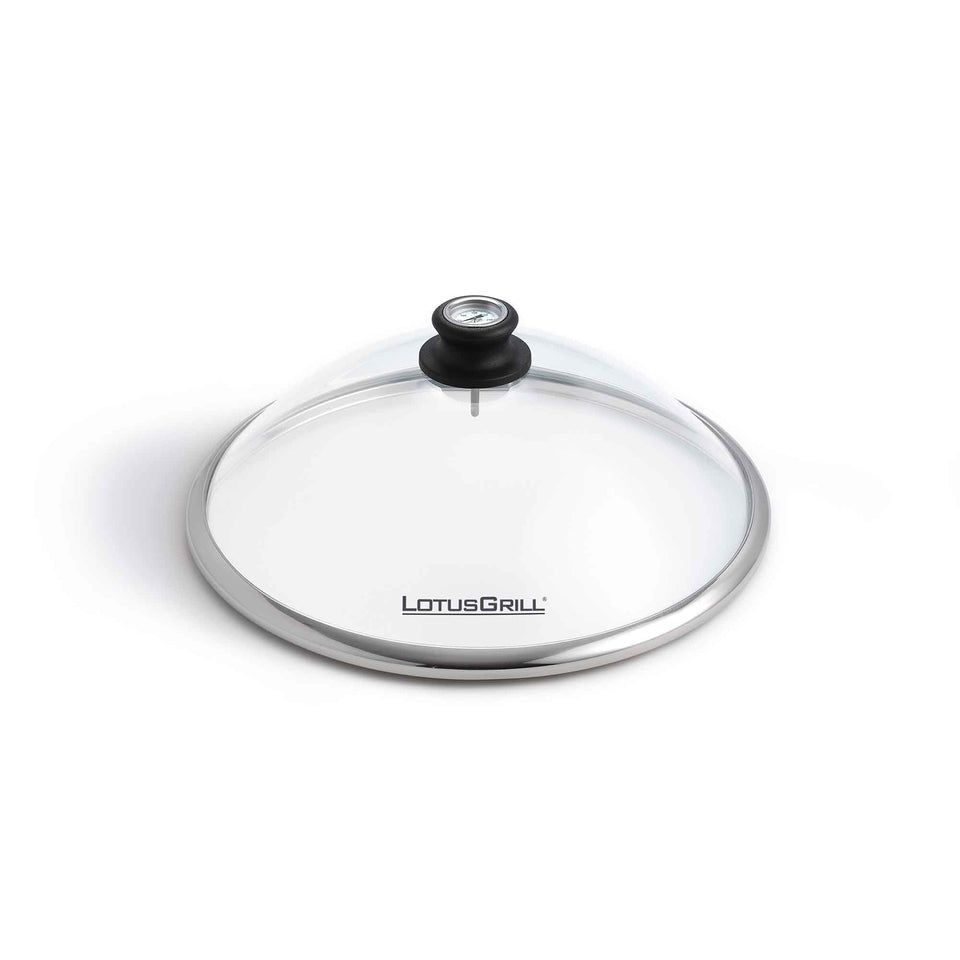 LotusGrill Glashaube – für LotusGrill – rund, mit Handgriff – Glas – transparent – Ø 34,5 × 14,2 cm