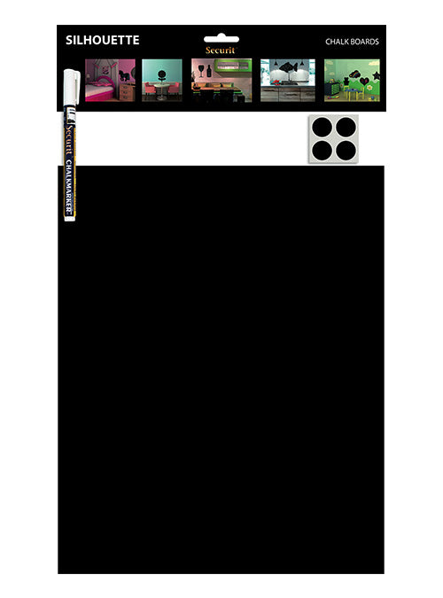 Securit Silhouette-Kreidetafel 'Rechteck' – 350 × 300 mm – Melamin, schwarz – beidseitig, für Kreidemarker