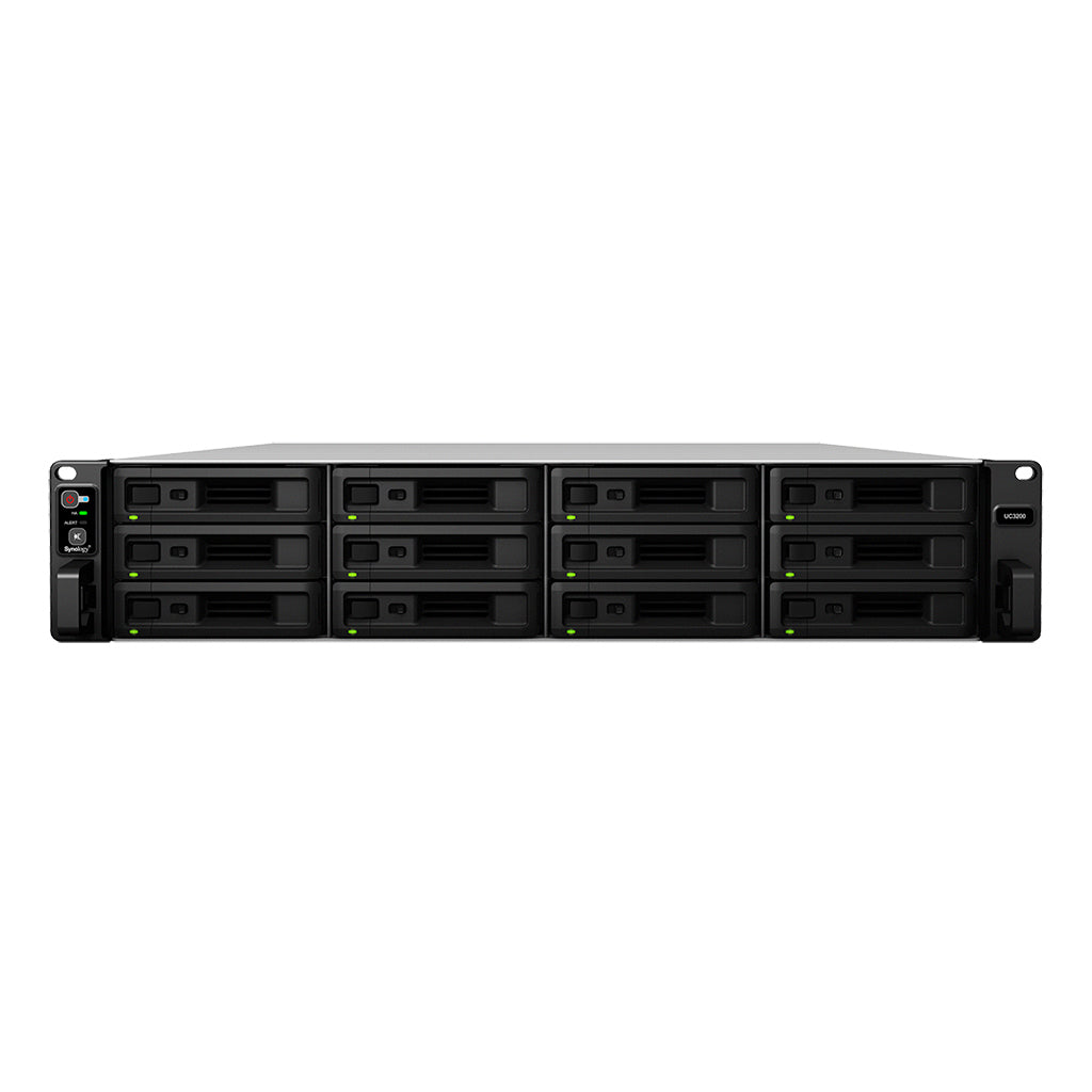 Synology UC3200 – 12-Bay Rack 2U SAN – Intel Xeon D-1521, 8 GB RAM, 10GbE, redundantes Netzteil