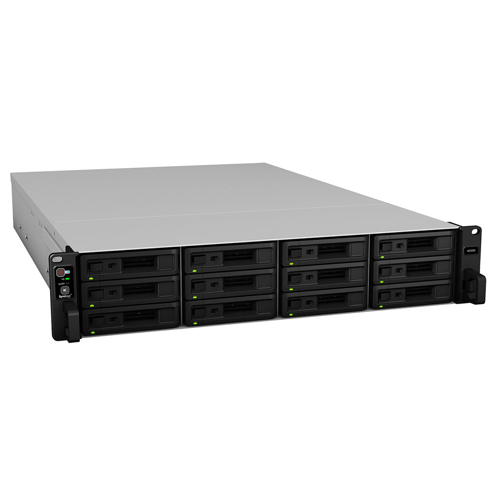Synology UC3200 – 12-Bay Rack 2U SAN – Intel Xeon D-1521, 8 GB RAM, 10GbE, redundantes Netzteil