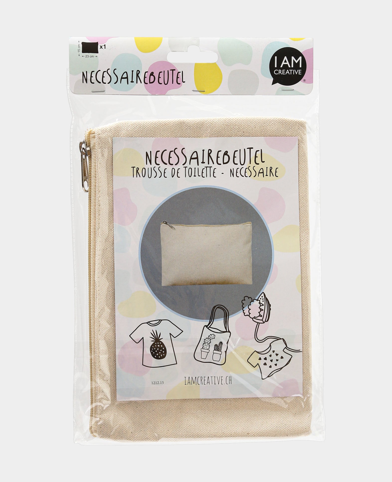 I am Creative Creative Necessairebeutel, Baumwolle, Beige, 23 × 15 cm, 1 Stk.