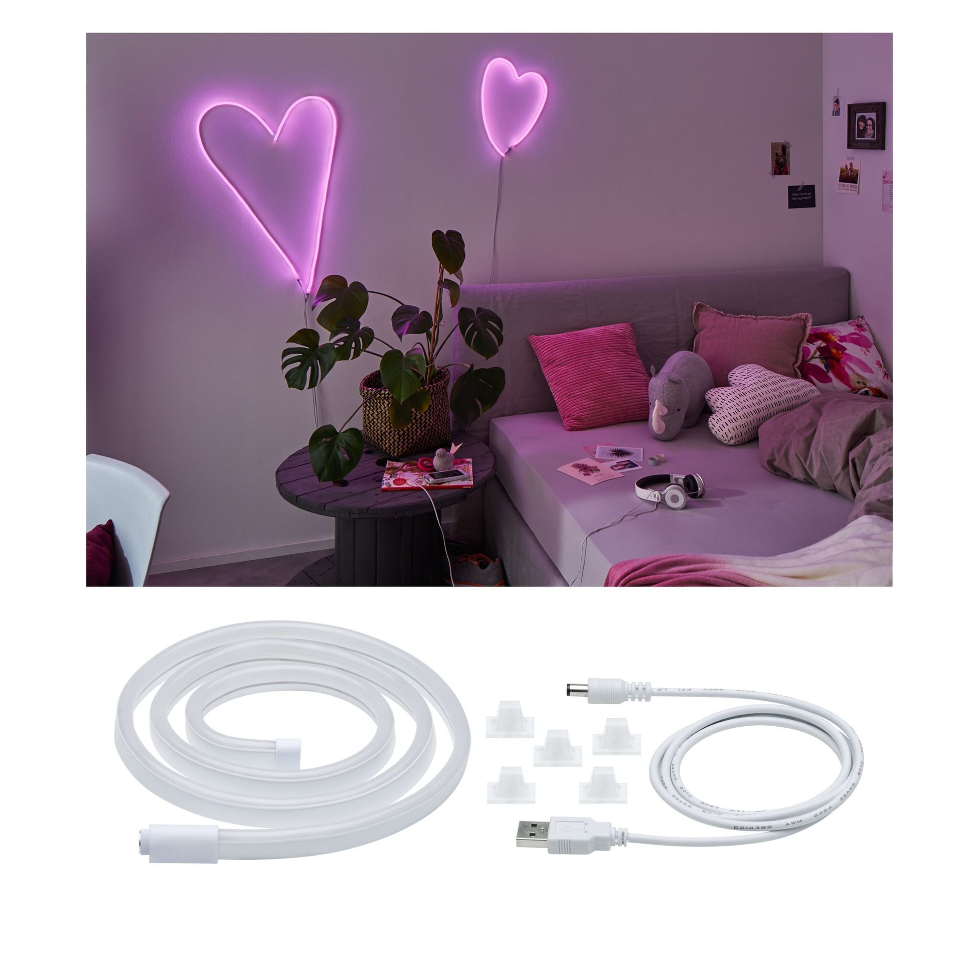 Paulmann LED-Strip – 1 m, 10 lm, 4,5 W, pink, weiss, USB