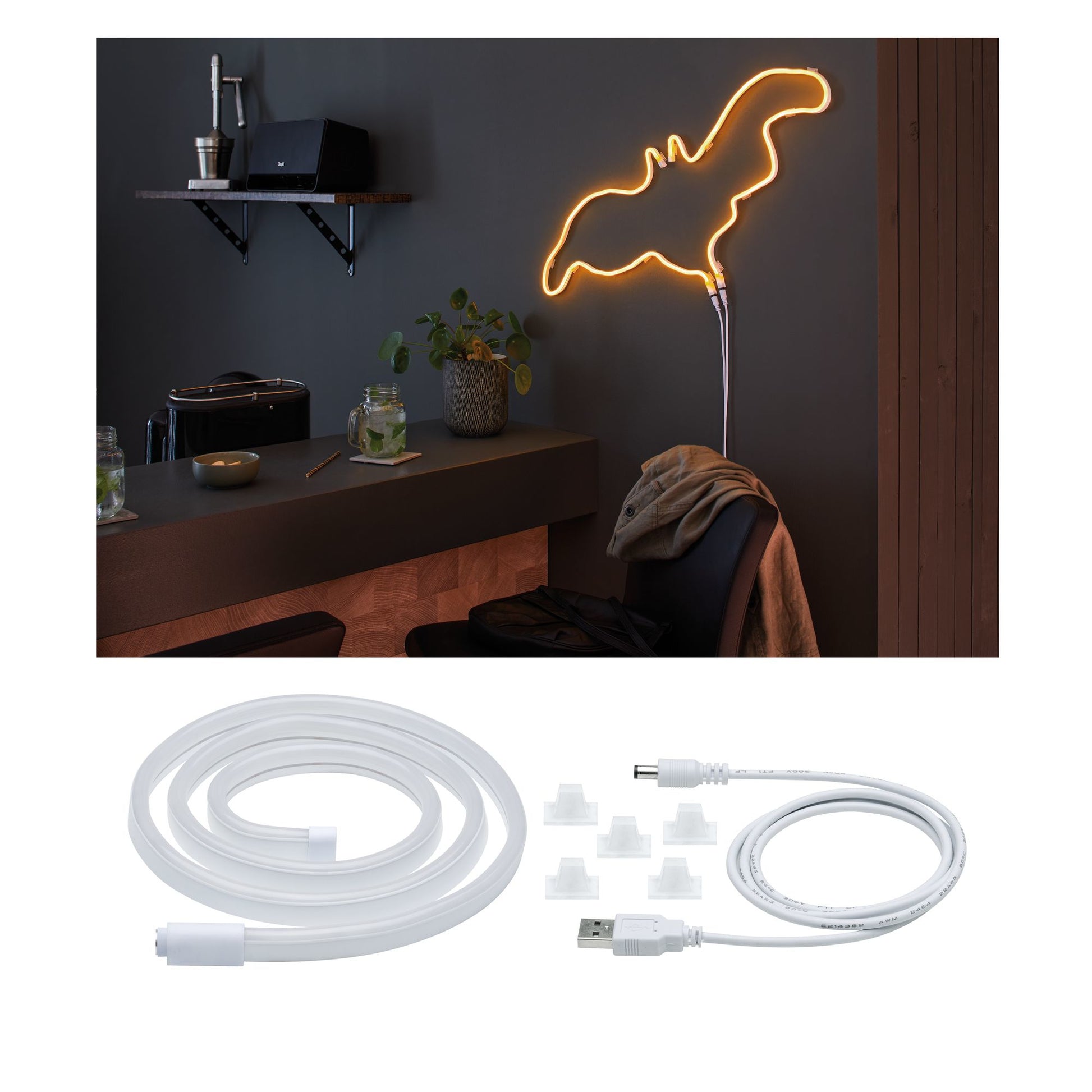 Paulmann LED-Strip Neon Colorflex – 1 m, orange, 4,5 W, USB, weiss