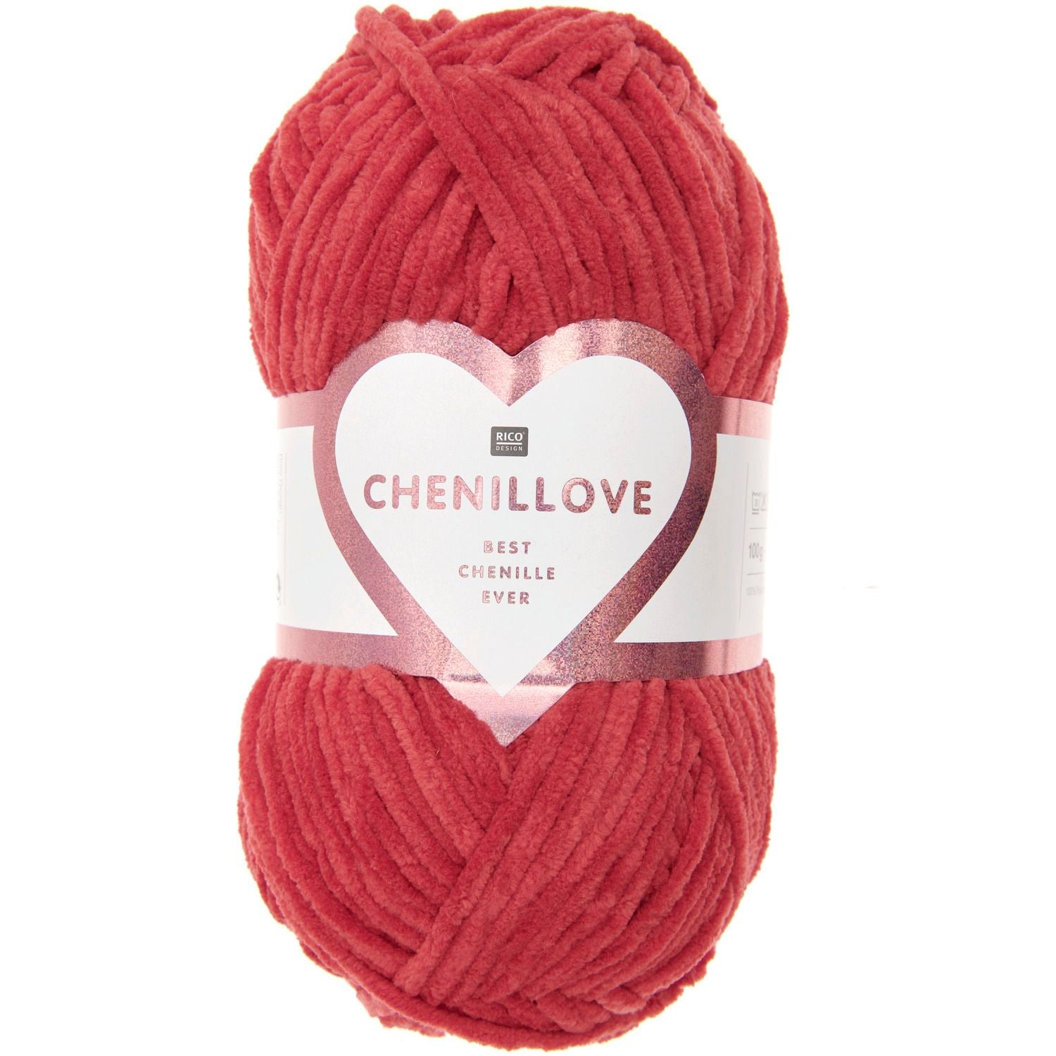 Rico Design Chenillove Wolle Rot – 100 g, 110 m, 100% Polyester, Nadel 5 mm, 1 Stk.