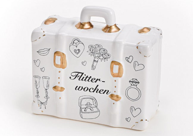 G. Wurm Sparbüchse Just married – Keramik, mehrfarbig – 14 × 13 × 6 cm