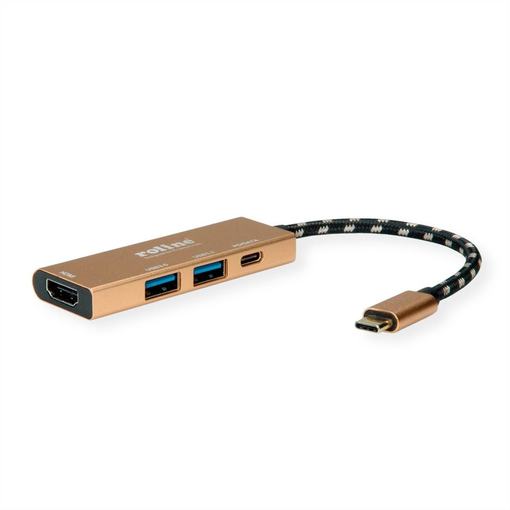 ROLINE GOLD Dockingstation – USB-C, 1× HDMI, 2× USB-A, für MacBook/Ultrabook/Notebook
