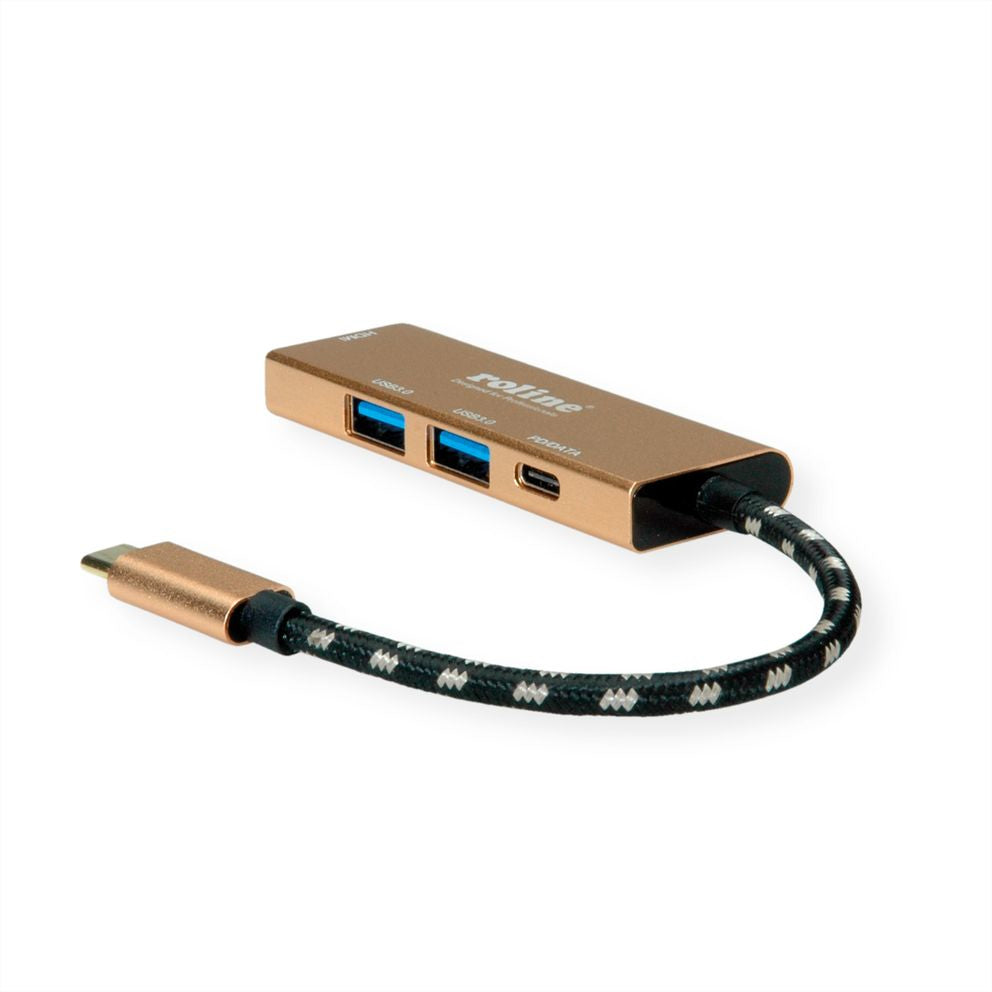 ROLINE GOLD Dockingstation – USB-C, 1× HDMI, 2× USB-A, für MacBook/Ultrabook/Notebook