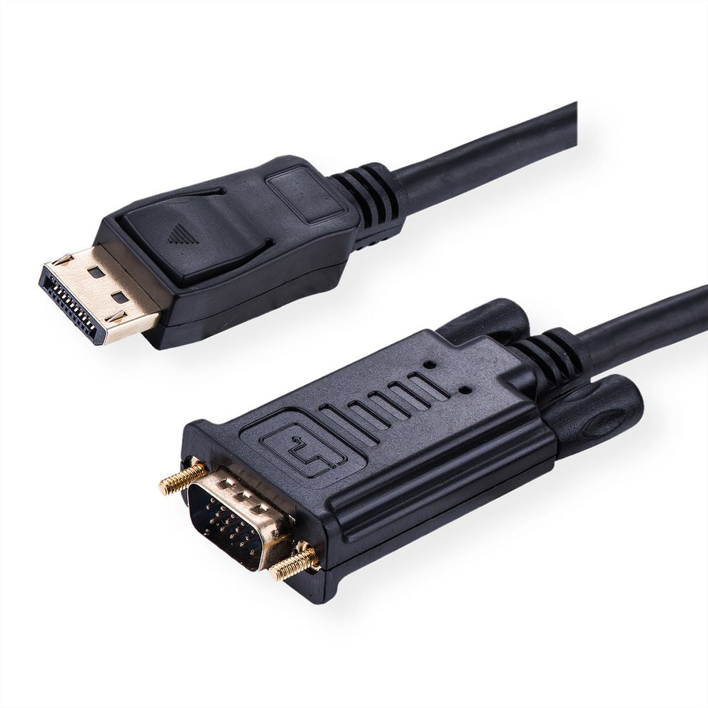 VALUE DisplayPort-zu-VGA-Kabel – 1920 × 1080 @ 60 Hz, 5 m, mit Handverriegelungsschrauben – Schwarz