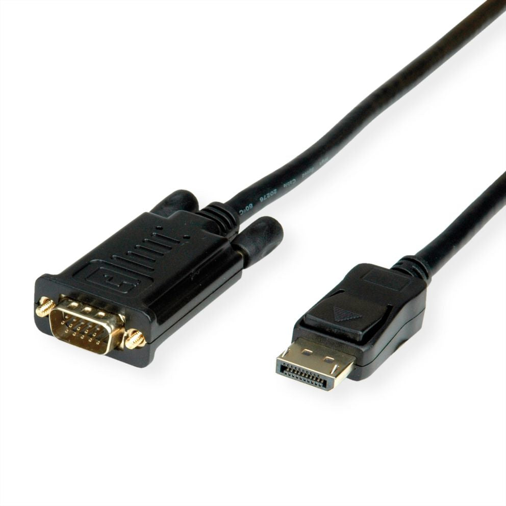 VALUE DisplayPort-zu-VGA-Kabel – 1920 × 1080 @ 60 Hz, 5 m, mit Handverriegelungsschrauben – Schwarz