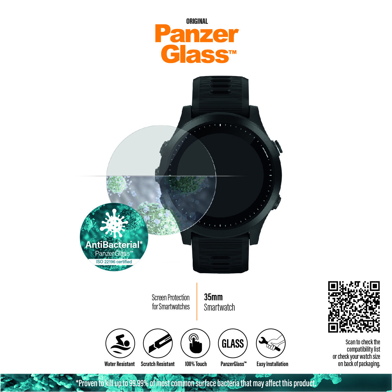 PanzerGlass Displayschutz (Panzerglas) – für Garmin Forerunner 55/245/45 und andere