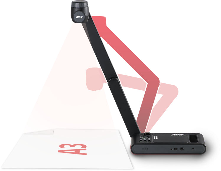 AVer M70W – Visualizer/Dokumentenkamera, 4K60, 10× optischer Zoom, 480×345 mm Aufnahmebereich, USB, schwarz
