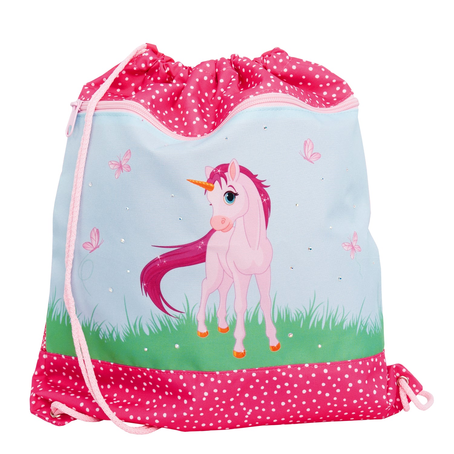Funki Sportbeutel – 12 l, Motiv Pink Unicorn, wasserabweisend, 36 × 42 cm
