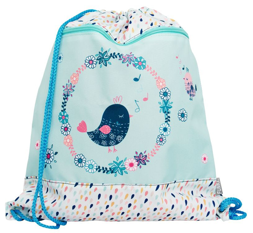 Funki Sportbeutel – 12 l, Motiv Singvogel, wasserabweisend, 36 × 42 cm