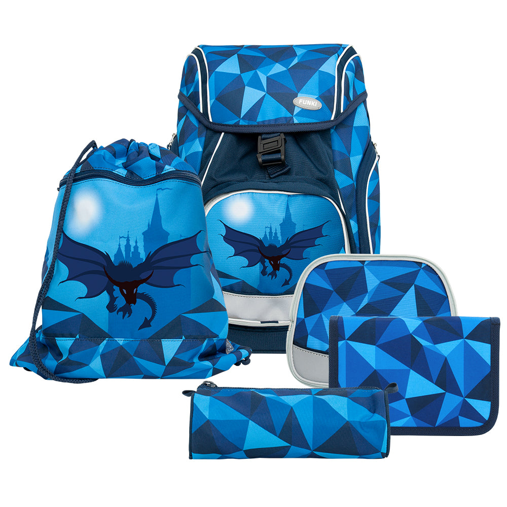 Funki Schulrucksack-Set Flexy-Bag – 5-teilig – Dragon World – 28 l