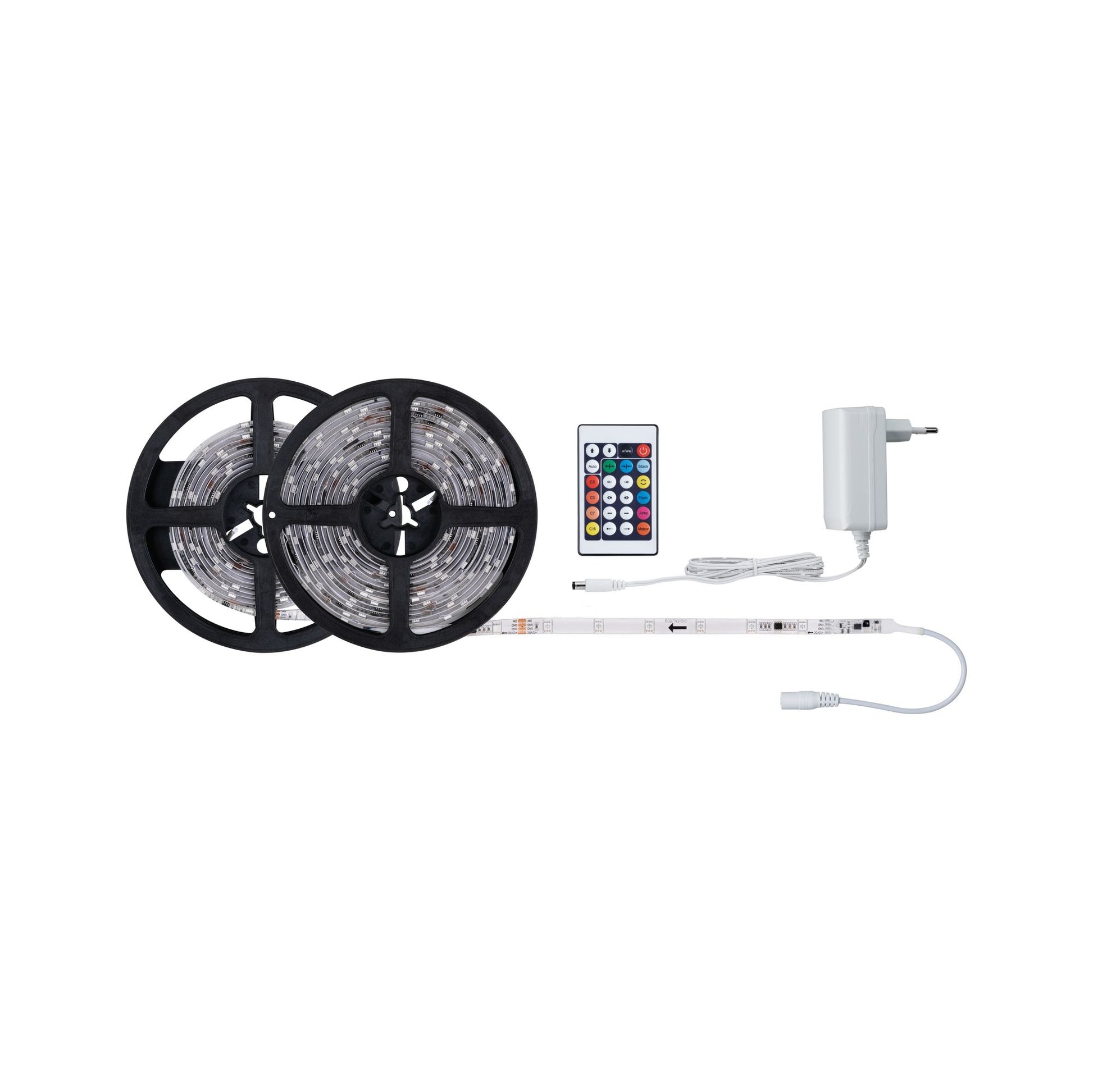 Paulmann LED-Strip – 2er Pack, 7,5 m, 494 lm, 15 W, RGB, dimmbar, weiss, Fernbedienung, inkl. Netzteil