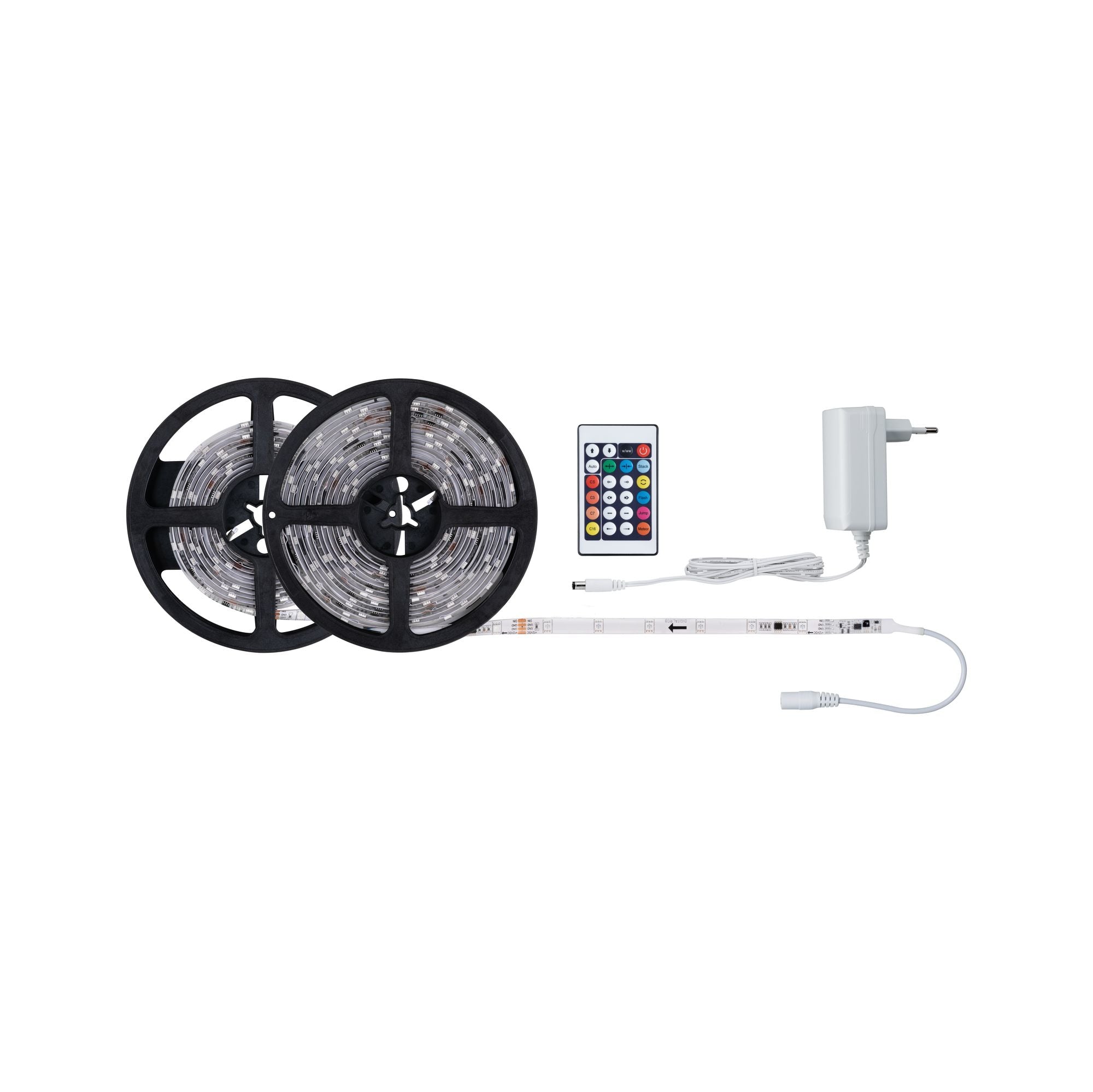 Paulmann LED-Strip – 2er Pack, 7,5 m, 494 lm, 15 W, RGB, dimmbar, weiss, Fernbedienung, inkl. Netzteil