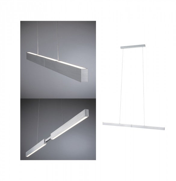 Paulmann Pendelleuchte Aptare – 180 cm, 1250 lm, 18 W, 2700 K, dimmbar, ZigBee, für Philips Hue, Silber