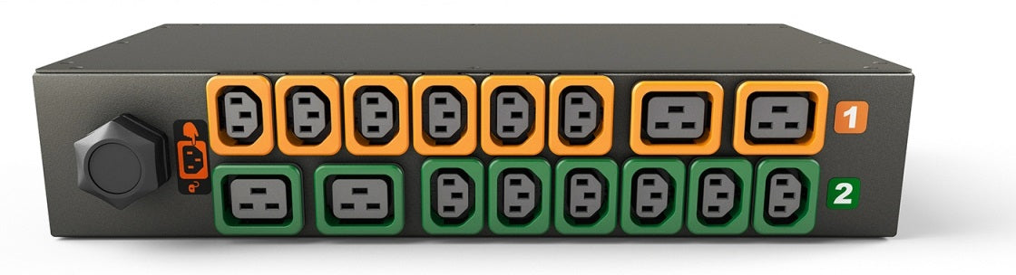 Vertiv Rack-PDU Überwacht – 2U Horizontal, 16× IEC C13/C19, IEC 60309, 200–240 V/32 A, 3 m, Schwarz