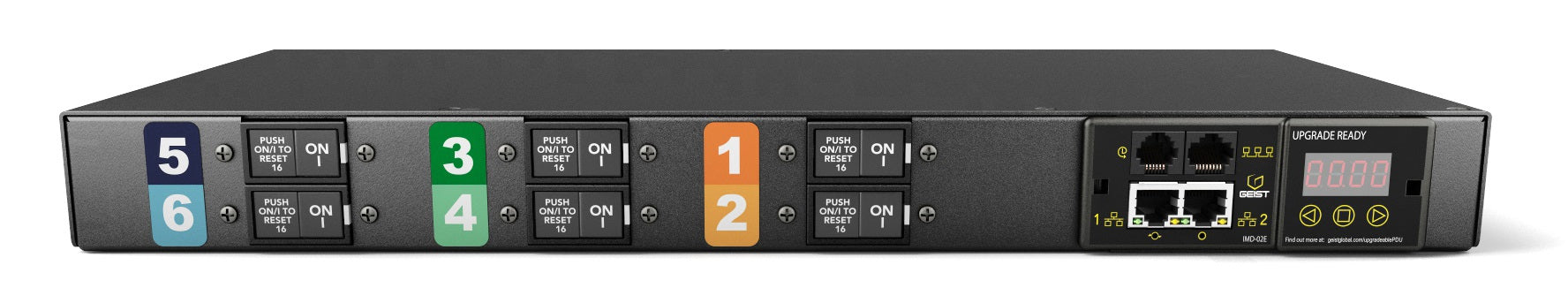 Vertiv GI30074L Rack-PDU, überwacht, 1U, dreiphasig – C19×6, Eingang IEC 60309 – 3 m Kabel – schwarz