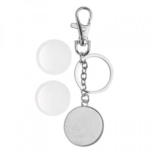 GLOREX Schlüsselanhänger Cabochon – doppelseitig, Metall, Silber, Ø 32 mm