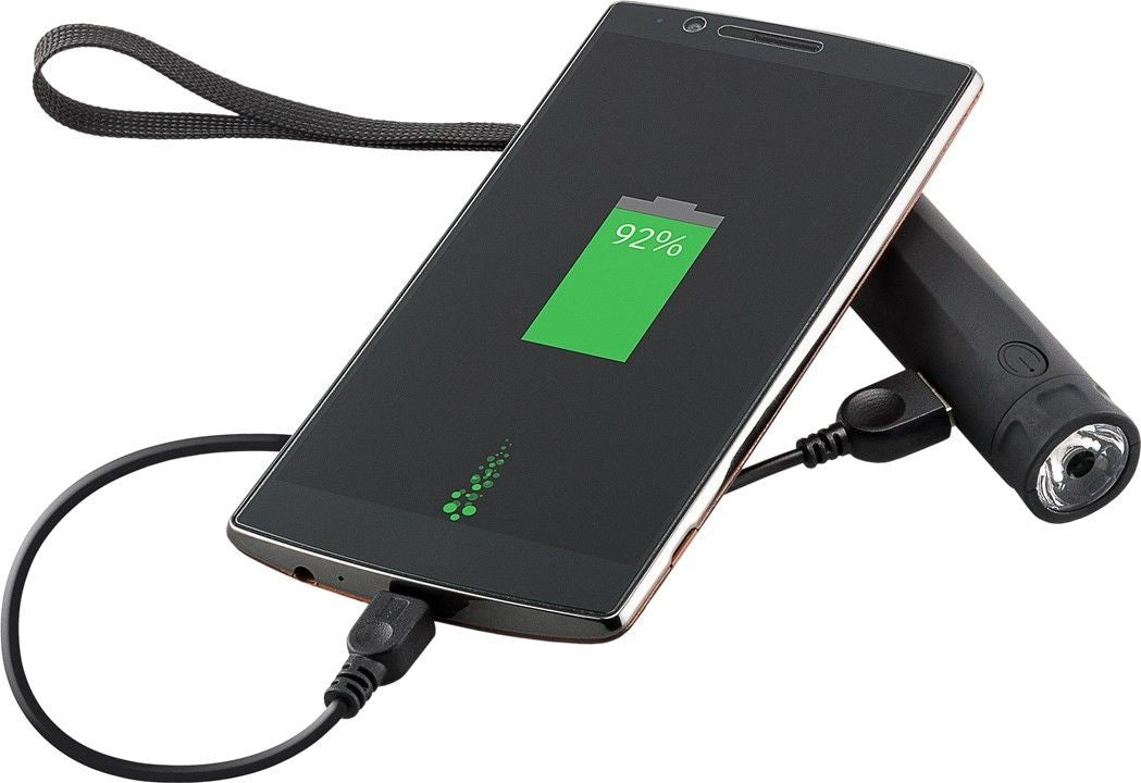 Goobay Powerbank 2600 mAh, 1× USB-A, mit Taschenlampe, für Smartphones, Tablets, schwarz
