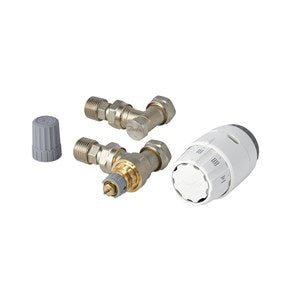 Danfoss RAS-C2 Radiator-Pack – 15 mm Winkel, Lockshield, Metallisch, Grau, max. 28 °C