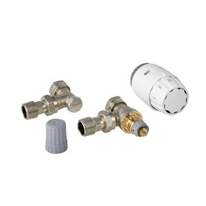 Danfoss RAS-C2 Radiator-Pack – 15 mm Winkel, Lockshield, Metallisch, Grau, max. 28 °C