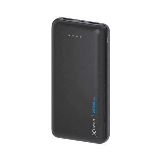 Xlayer Powerbank 20'000 mAh – 2× USB-A, schwarz