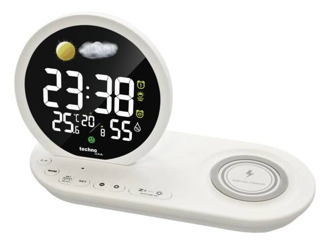Technoline WT 427 Digitalwecker, Snooze, Thermometer/Hygrometer, USB, 21 × 12 × 9 cm, Weiss