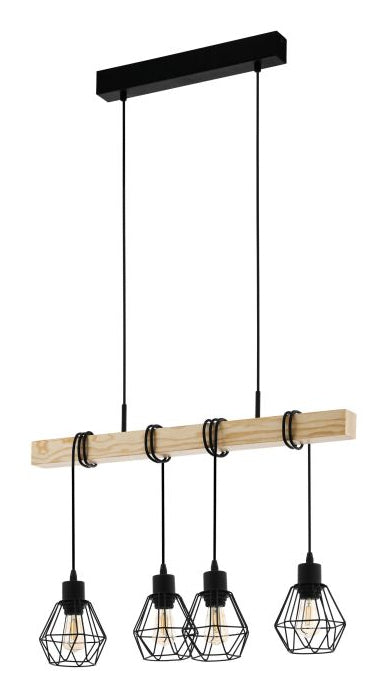 EGLO Pendelleuchte Townshend 5 – 20.0 × 70.0 × 110.0 cm, 240 W, schwarz, E27, exkl. Leuchtmittel