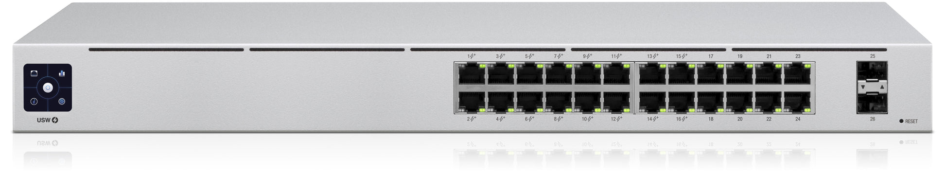 Ubiquiti UniFi – Managed Switch – 24×GbE, 2×SFP, L2+/L3, PoE+ 92 W, 1U