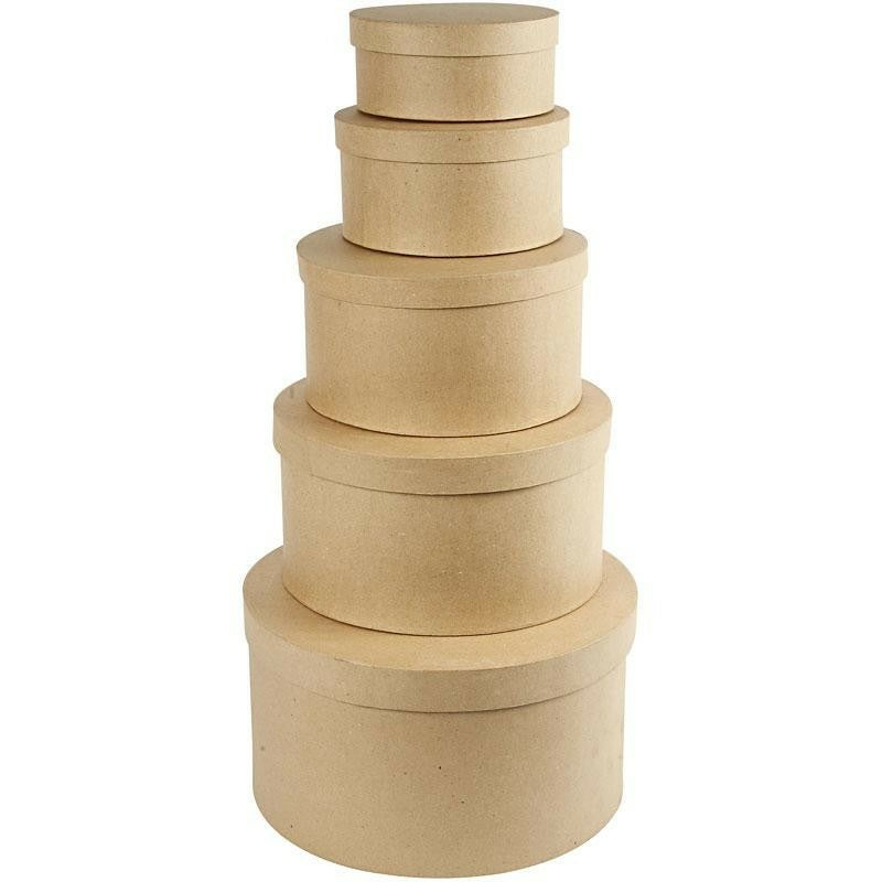 Creativ Company Geschenkbox rund Papier Cappuccino – Ø 355 × 190 mm – 5 Stk.