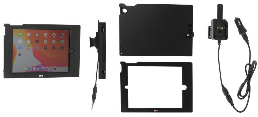 Brodit Fahrzeug-Dock für iPad 10,2" (7.–9. Gen.) – Eingebautes Ladegerät, 12/24 V – Schwarz