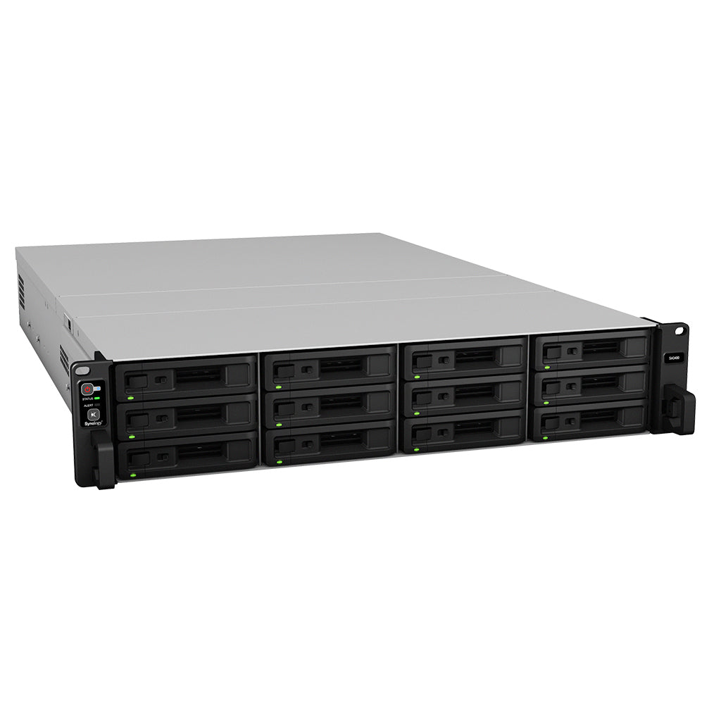 Synology SA3400 – 12-Bay Rack 2U NAS – Intel Xeon D-1541, 16 GB RAM, 10GbE, DSM, redundantes Netzteil